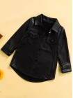 Детское черное платье-рубашка на пуговицах